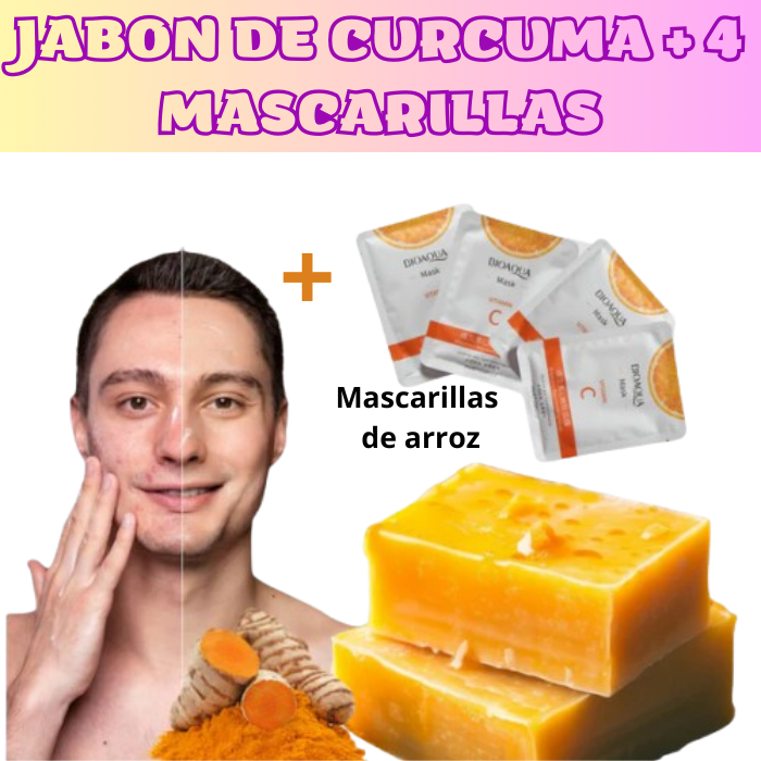 JABON DE CURCUMA + 4 MASCARILLAS DE VITAMINA C